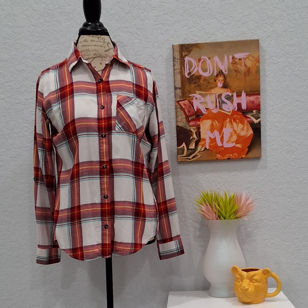 Magellan Outdoors Red and White Plaid Shirt